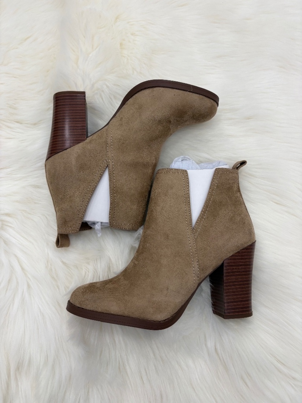 Charlotte Russe Tan Suede Booties - Size 9